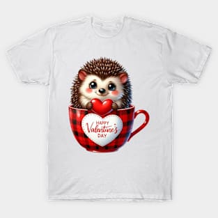 Valentine Hedgehog In Tea Cup T-Shirt